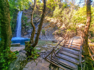 waterfalls trees in ioannina perfecture iliochori village greece