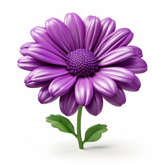 balloon sculpture of a purple daisy flower with a green stem in the clipart style on a white bac