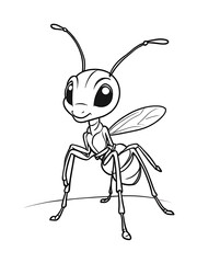Animals ant  coloring page, outline, white color, white background ai generated - obrazy, fototapety, plakaty