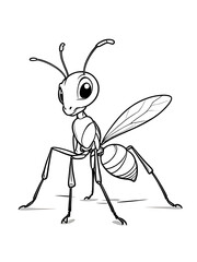 Animals ant  coloring page, outline, white color, white background ai generated - obrazy, fototapety, plakaty