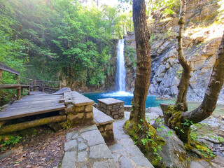 waterfalls trees in ioannina perfecture iliochori village greece