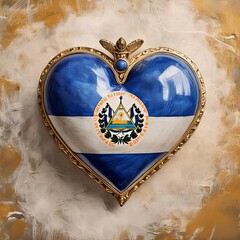 heart painted with El Salvador flag,generated by AI - obrazy, fototapety, plakaty