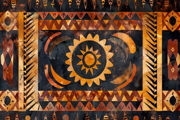 Obraz premium Earthy Tribal Patterns with Geometric Shapes and Natural Textures