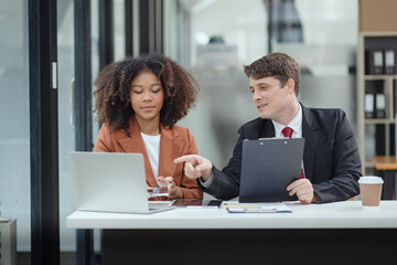 Lawyer or judge consult, Two female lawyers discussing about contract and agreement concept.