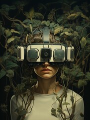 A series of artwork exploring the intersection of technology and nature in a visually captivating way - obrazy, fototapety, plakaty