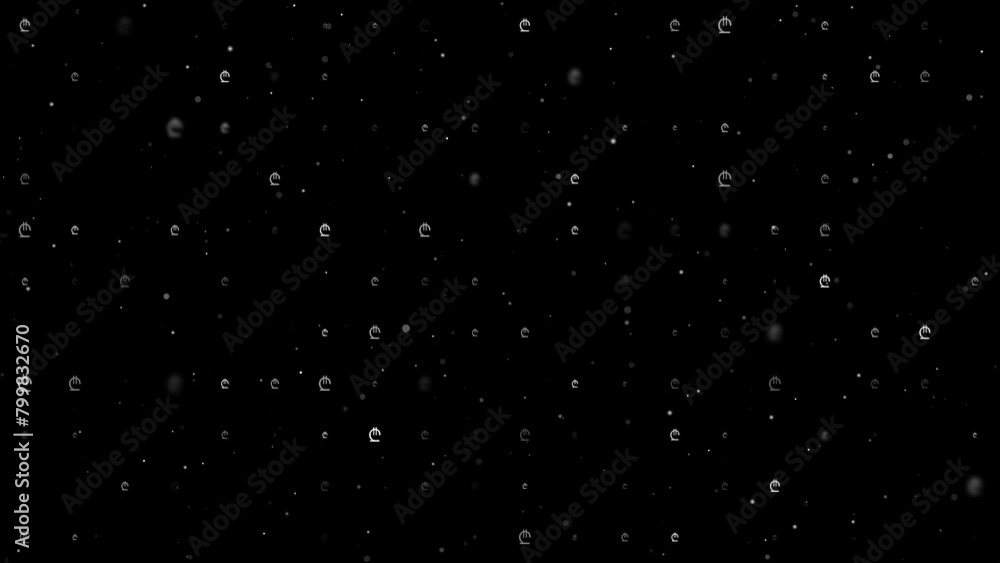 Poster template animation of evenly spaced lary symbols of different sizes and opacity. animation of transp