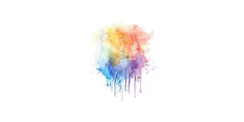 watercolor splash in pink, orange and yellow on white background

