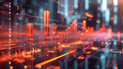 circuit board with red glowing lines