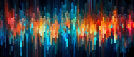 Abstract pattern of digital pixels and glitch effect for a tech-themed backdrop,