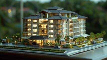 Professional architects working collaboratively on detailed 3d apartment building project