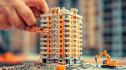 Diverse group of professionals collaborating on 3d project for modern apartment building design