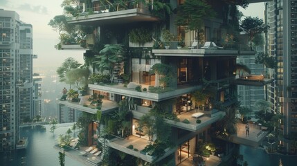 Team of architects and engineers collaborating on 3d model for apartment building design project