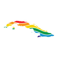 cuba swoosh silhouette rainbow map