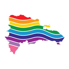 dominican republic swoosh silhouette rainbow map