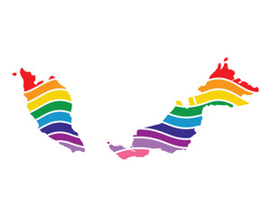 malaysia swoosh silhouette rainbow map