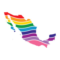 mexico swoosh silhouette rainbow map