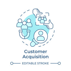 Customer acquisition soft blue concept icon. Lead magnet. Social media engagement. Round shape line illustration. Abstract idea. Graphic design. Easy to use in infographic, presentation