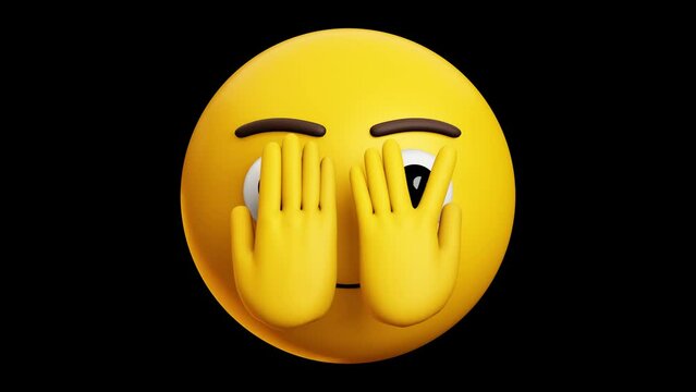 Peeking eye face emoji, 3d emoticon animation, Alpha channel, Transparent video