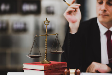 Law, Lawyer man working at law office.