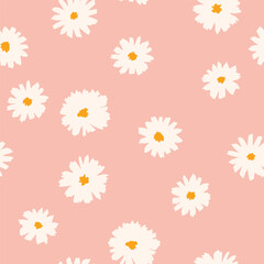White daisies on pink background. 