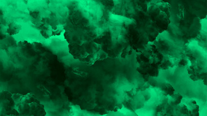 Green and yellow smoke in dark background. Black green abstract pattern watercolor background.	