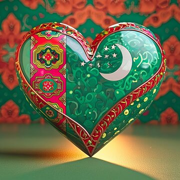 heart painted with Turkmenistan flag ,generated by AI