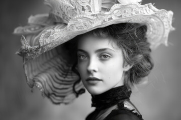 A young woman exudes elegance in the fashion of the Victorian era