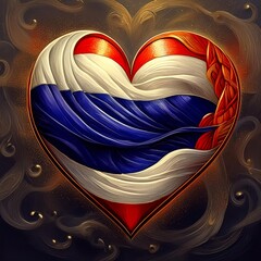 heart painted with Thailand flag ,generated by AI - obrazy, fototapety, plakaty