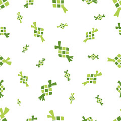 Ketupat Seamless Pattern Background. Ramadan Mubarak. Eid Al Fitr Wallpaper - EPS 10 Vector