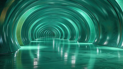 Abstract futuristic corridor with glowing lights - obrazy, fototapety, plakaty