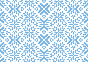 Flower geometric pattern. Seamless vector background. White and blue ornament. Ornament for fabric, wallpaper, packaging. Decorative print