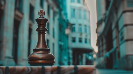 Business and technology and business strategic planning concept related theme photo stock background with chess pieces. Generative AI.