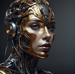 humanoid, female, cyborg, avatar, chatbot, round, icon, face, ai, image, logo, online, tech, support, chat, bot, headset, microphone, head, artificial intelligence, backgrounds, big data, caricature,  - obrazy, fototapety, plakaty