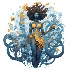 Illustration of the Mami Wata on a White Background