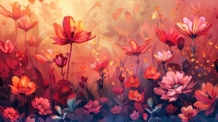Abstract background beautiful Flowers - obrazy, fototapety, plakaty