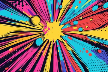 pop art explosion with vibrant colors and comic-style elements, Generative AI