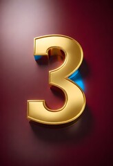 Naklejka premium 3d golden font number 3