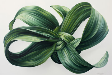 Green leaves painting in isolated background. Photorealistic eco concept.