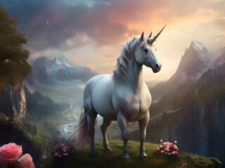 Obraz na płótnie Canvas horse in the sunset horse, animal, horses, farm,Ai generated 
