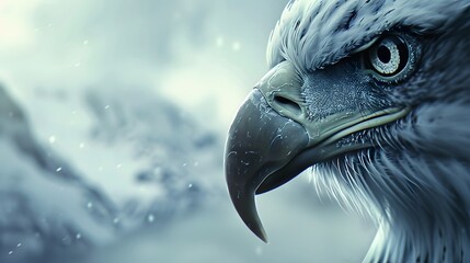 4K wallpaper of a close-up of a bald eagle's eye and surrounding feathers - Powered by Adobe