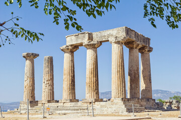 Archaic Temple of Apollo, Dorian columns, Corinth, Greece