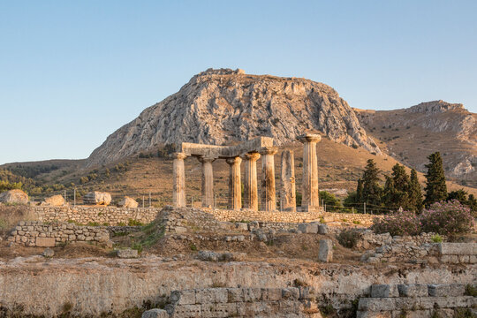 Archaic Temple of Apollo, Dorian columns, Corinth, Greece
