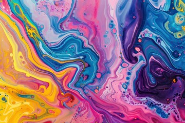 Colorful abstract painting background. Liquid marbling paint background. Fluid painting abstract texture. Intensive colorful mix of acrylic vibrant colors   - generative ai