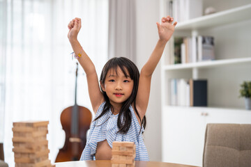 Portrait happy little asian girl learn and study.student, development, leisure, school, kid,...