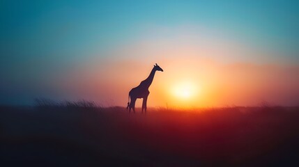Giraffe grazing in the African savannah at sunrise, peaceful 4K wallpaper