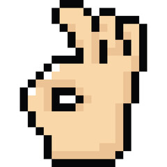 Fototapeta premium Pixel art hand doing ok sign icon