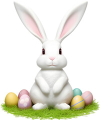 Fototapeta premium A cute Easter bunny with egg clipart.