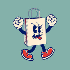 Retro character design of shopping bag paper