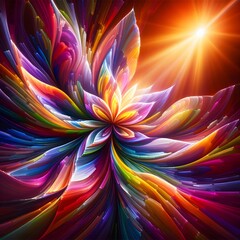 Obraz premium Chromatic Wave showcasing abstract colorful shapes shimmering in a cosmic display