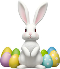 A cute Easter bunny with egg clipart.